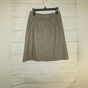 Banana Republic Brown Herringbone Wool A-line Skirt Size 2 Academia Librarian